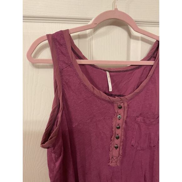 Free People Linen Burnout Button Front Henley Traveler Tank, S - Picture 5 of 6